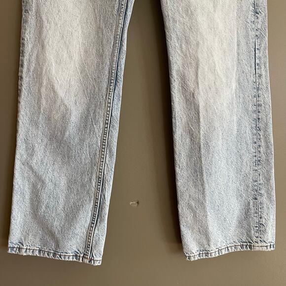 ZARA Z1975 High Rise Long Length Straight Cut Jeans Light Blue Sz 4 Rigid Denim - Picture 7 of 16